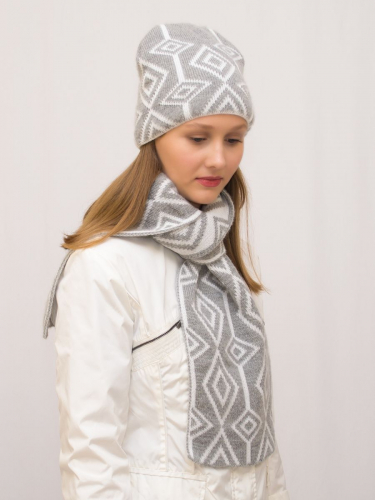 Комплект зимний женский шапка+шарф Азалия (Цвет светло-серый), размер 56-58, шерсть 50% , мохер 30%