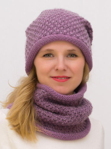Комплект зимний женский шапка+снуд Даяна (Цвет светлая фуксия), размер 56-58, шерсть 50%
