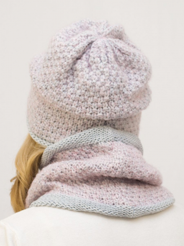 Комплект зимний женский шапка+снуд Даяна (Цвет светло-серый), размер 56-58, шерсть 50%