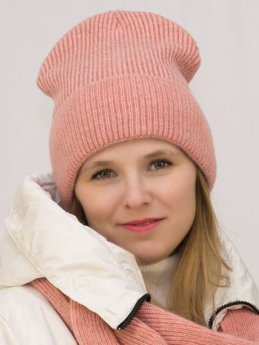 Комплект зимний женский шапка+шарф Ника (Цвет Абрикосовый), размер 56-58, шерсть 30%