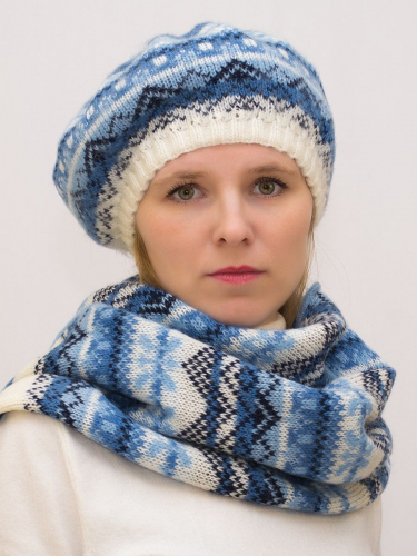 Комплект зимний женский берет+шарф Мариз (Цвет светло-синий), размер 52-54, шерсть 50% , мохер 30%