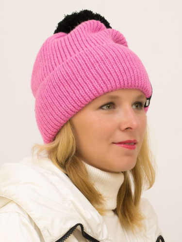 Шапка женская зимняя Айс (Цвет розовый), размер 56-58, шерсть 30%