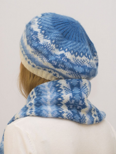 Комплект зимний женский берет+шарф Мариз (Цвет голубой), размер 52-54, шерсть 50% , мохер 30%
