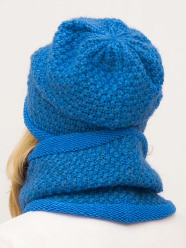 Комплект зимний женский шапка+снуд Даяна (Цвет светло-синий), размер 56-58, шерсть 50%
