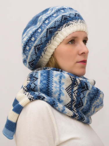 Комплект зимний женский берет+шарф Мариз (Цвет светло-синий), размер 52-54, шерсть 50% , мохер 30%