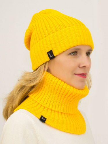 Комплект женский весна-осень шапка+снуд Ники (Цвет желтый), размер 52-56
