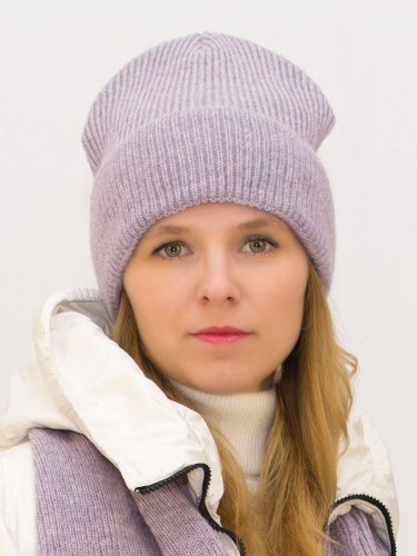 Комплект зимний женский шапка+шарф Ника (Цвет светло-сиреневый), размер 56-58, шерсть 30%
