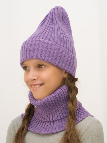 Комплект весна-осень для девочки шапка+снуд Ники (Цвет сиреневый), размер 52-56