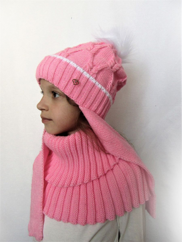 Снуд воротник для девочки Антарес (Цвет розовый), Один размер, шерсть 30%