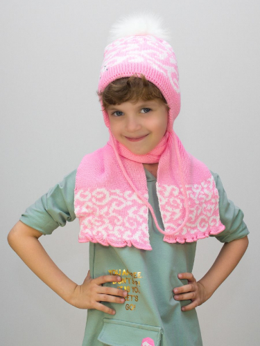 Комплект зимний для девочки шапка+шарф Милочка (Цвет светло розовый), размер 48-50, шерсть 30%