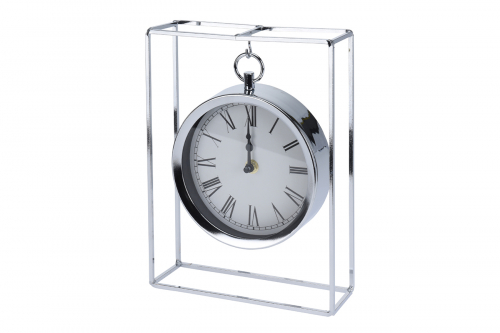 Часы настольные подвесные металлические хром NBE000050