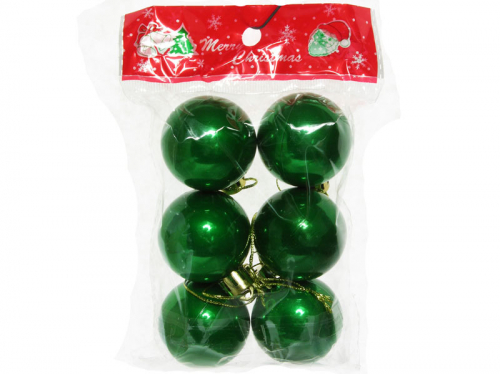 Шар новогодний 6шт 4см акриловые зеленые