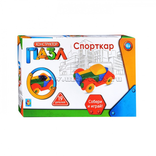 1Toy Машинка-конструктор Спорткар,? дет.,кор.16х14х4см