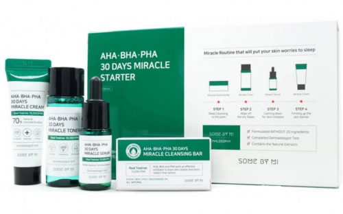 SOME BY MI AHA·BHA·PHA 30 DAYS MIRACLE STARTER Набор: тонер, сыворотка, крем для лица, мыло для лица 30р+30мл+10мл+20г