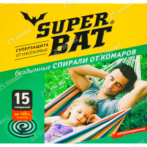А/комар СПИРАЛИ (15шт в зел.кор.) SuperBAT х60