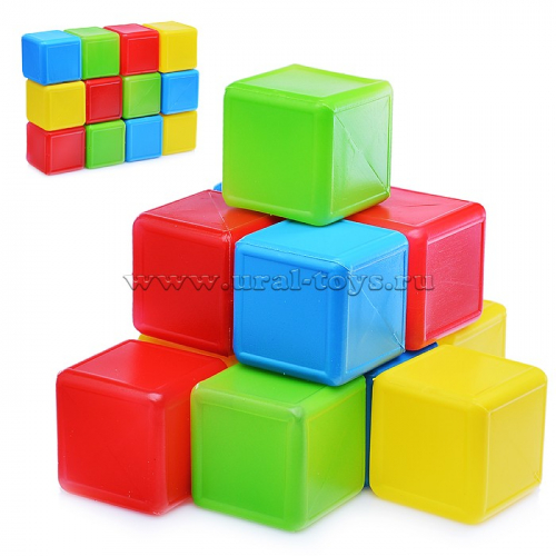 Набор кубиков Цветные 12эл