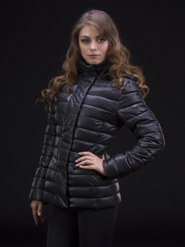 Куртка зимняя женская VERONIKA (черный/ экокожа)