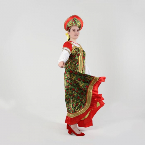 Русский женский костюм «Рябиновые гроздья», платье, кокошник, р. 50, рост 170 см