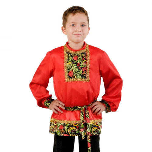 Карнавальная рубаха для мальчика «Рябинка» со вставкой, р. 30, рост 110-116 см