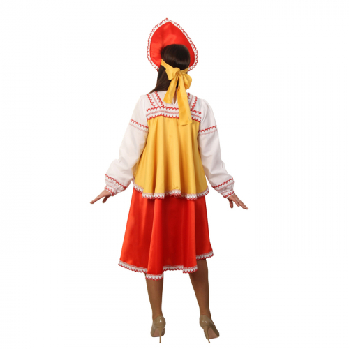 Русский женский костюм: платье с отлетной кокеткой, кокошник, цвет красно-жёлтый, р-р 46, рост 170 см