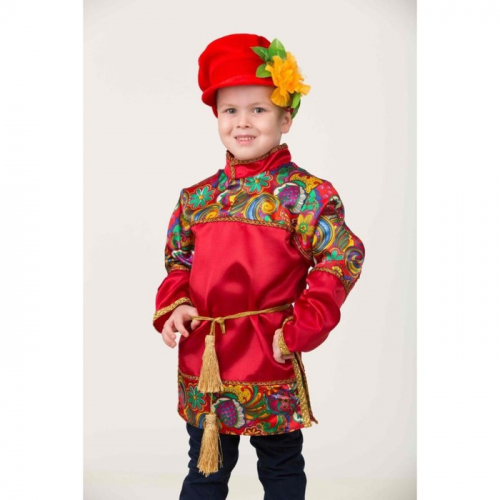 Карнавальный костюм «Емеля», рубаха, пояс, картуз, р. 34, рост 134 см