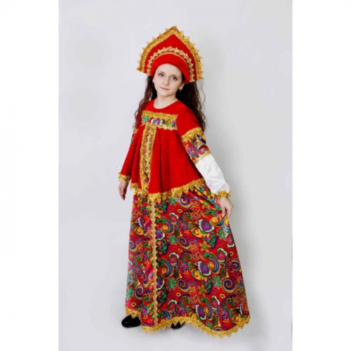 Карнавальный костюм «Боярыня», платье, кокошник, р. 38, рост 146 см
