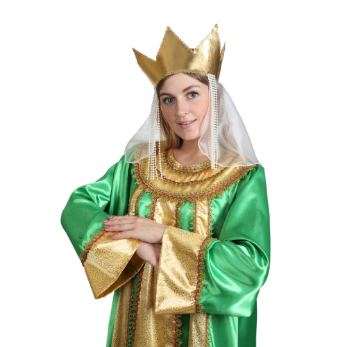 Карнавальный костюм «Царевна», атлас, платье, корона, р. 42, рост 172 см, цвет зелёный