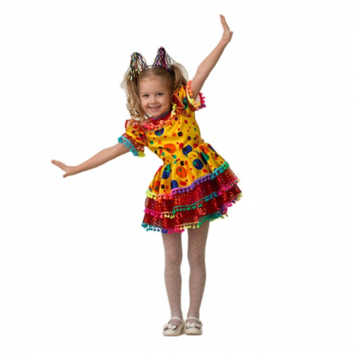 Карнавальный костюм «Хлопушка», сатин, платье, ободок, р. 36, рост 140 см