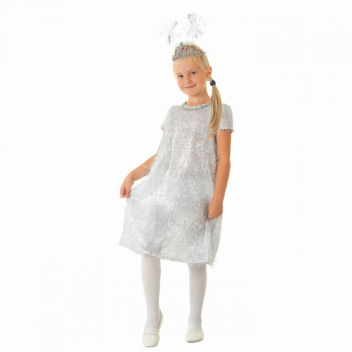 Карнавальный костюм «Снежинка», платье, ободок, диадема, р.32, рост 128 см