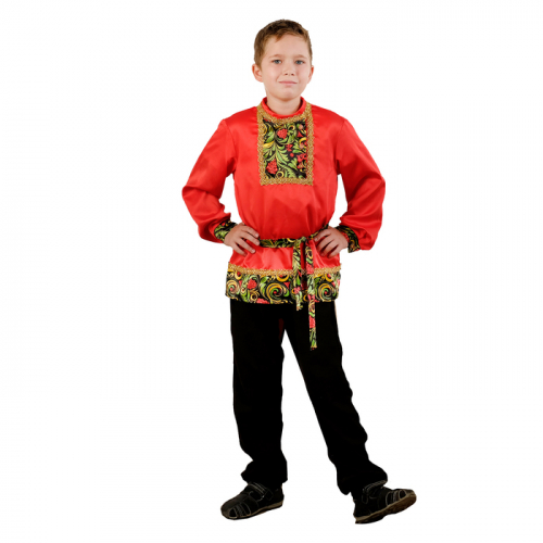 Карнавальная рубаха для мальчика «Рябинка» со вставкой, р. 30, рост 110-116 см