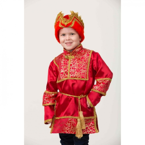 Карнавальный костюм «Царевич», рубаха, пояс, шапка, р. 30, рост 116 см