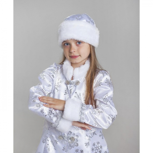 Карнавальный костюм «Снегурочка», сатин, платье, головной убор, р. 38, рост 146 см
