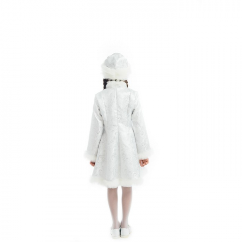 Карнавальный костюм «Снегурочка», парча белая, шуба, шапка, р. 28, рост 110 см