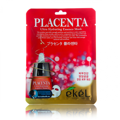 EKEL Placenta Ultra Hydrating Essence Mask Тканевая маска для лица с экстрактом плаценты 25мл