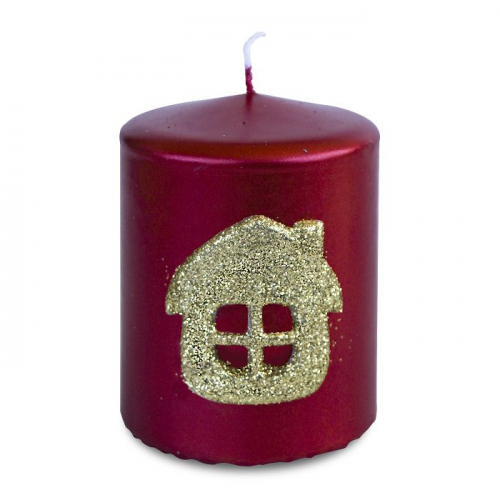 свеча пеньковая рубиновая с домиком
