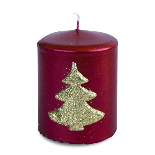 свеча пеньковая рубиновая с елкой