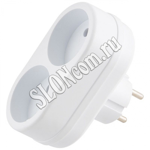 Разветвитель электрический Toker‛‛ 2 гн. б/з, 6А, 2T, белый. sloncom