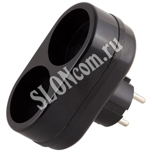 Разветвитель электрический Toker‛‛ 2 гн. б/з, 6А, 2T, черный. sloncom