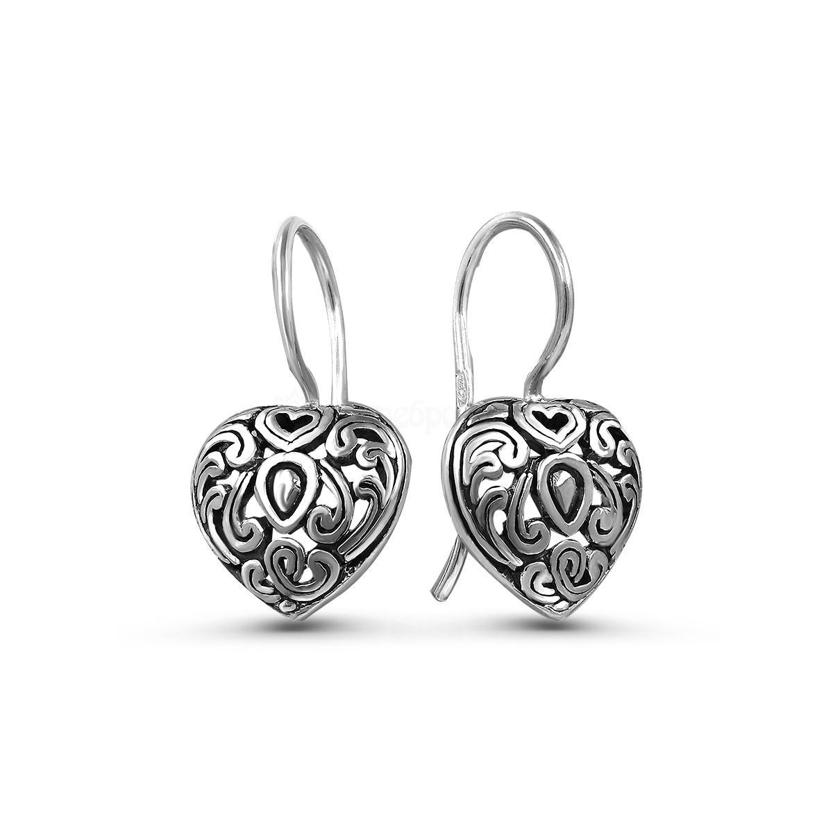 Серьги из чернёного серебра 925 пробы 15543
