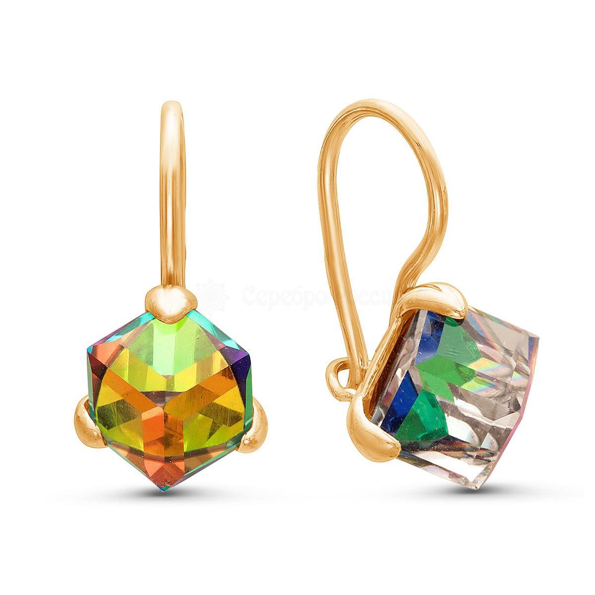 Серьги из золочёного серебра с кристаллами Swarovski 925 пробы 0044с-001VMз