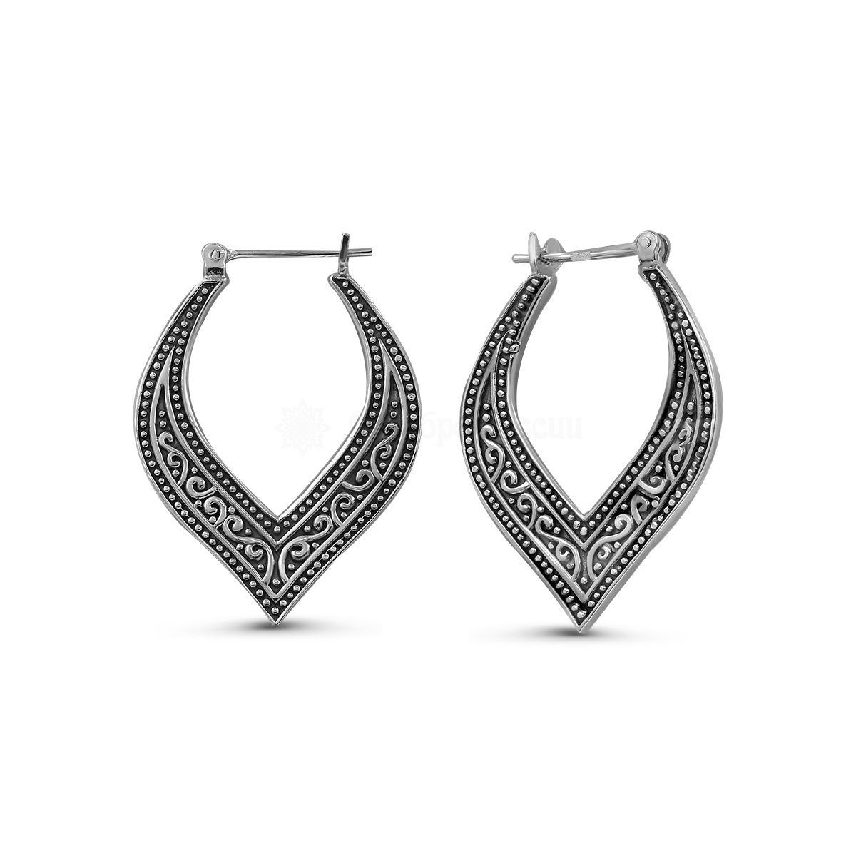 Серьги из чернёного серебра 925 пробы 15916