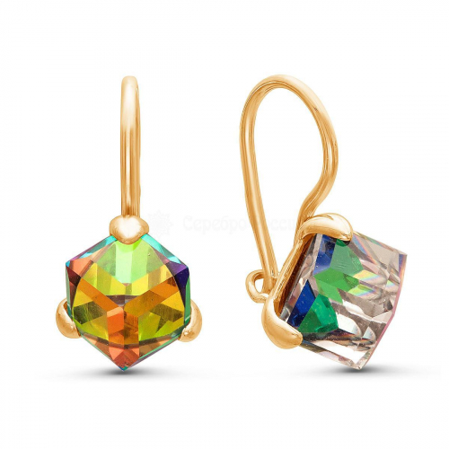 Серьги из золочёного серебра с кристаллами Swarovski 925 пробы 0044с-001VMз