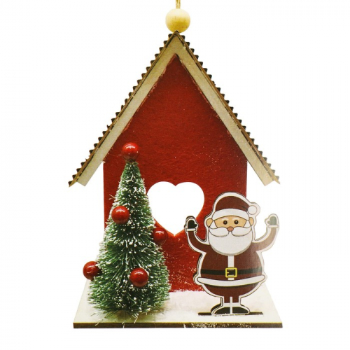 Набор для творчества - создай ёлочное украшение «Домик с сердечком - Дед Мороз»