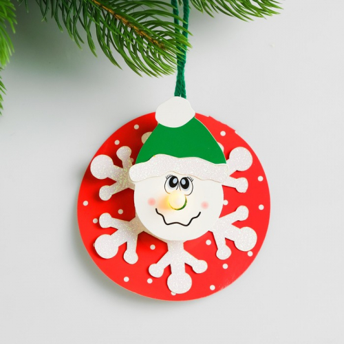 Набор для создания новогодней подвески со светом «Веселый снеговик»