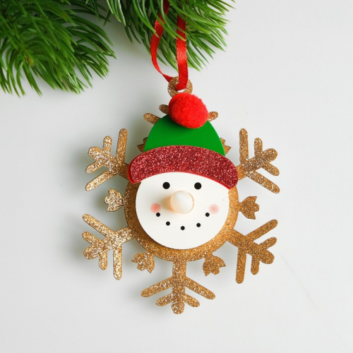 Набор для создания новогодней подвески со светом «Снеговик в шапочке»