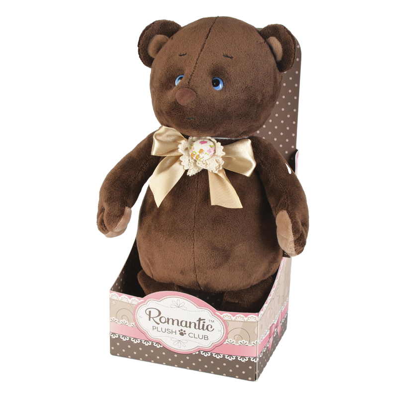 Мягкая Игрушка Maxitoys Luxury Romantic Plush Club, Романтичный Медвежонок с Бежевым Бантиком, 20 см, в Коробке MT-GU092018-8-20