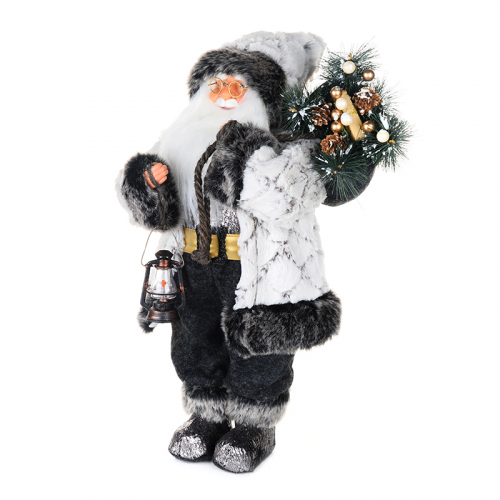 Дед Мороз в Белой Шубе с Фонариком MAXITOYS, 61 см MT-241377-64