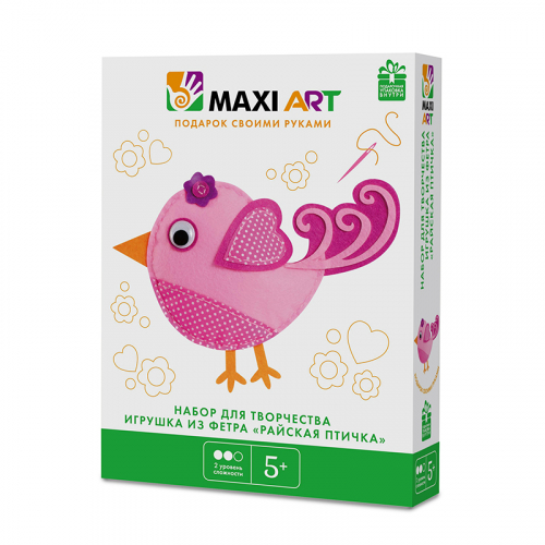 Набор для Творчества Maxi Art, Игрушка из Фетра Райская Птичка, 21 см MA-A0069-1