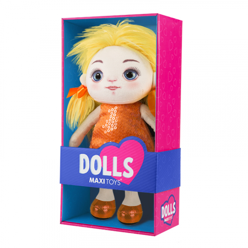 Мягкая Игрушка Maxitoys Dolls, Кукла Милена в Оранжевом Платье, 35 см, в Коробке MT-MRT121911-35