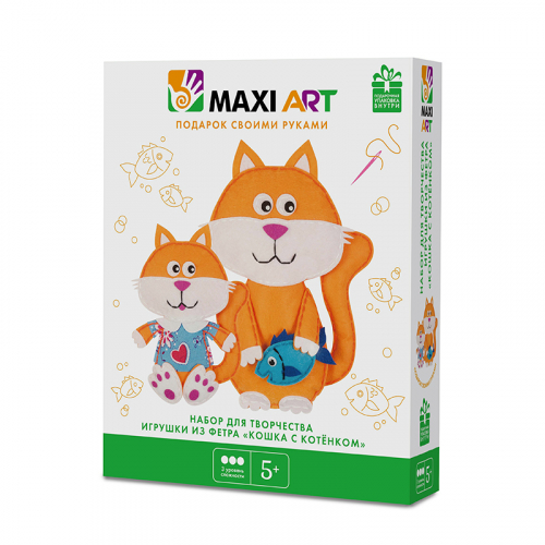 Набор для Творчества Maxi Art, Игрушки из Фетра Кошка с Котёнком, 24 см MA-20124
